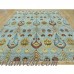 Isabelline One-of-a-Kind Blanco Ikat Hand-Knotted Blue Wool Area Rug OLRG3442